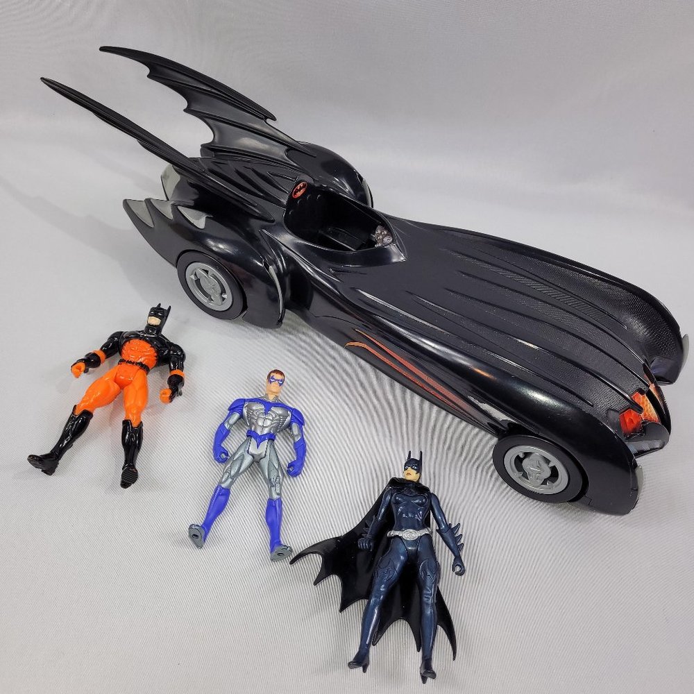DC Comics Batman & Robin Vintage 1997 Batmobile & 3 Action Figures by Kenner